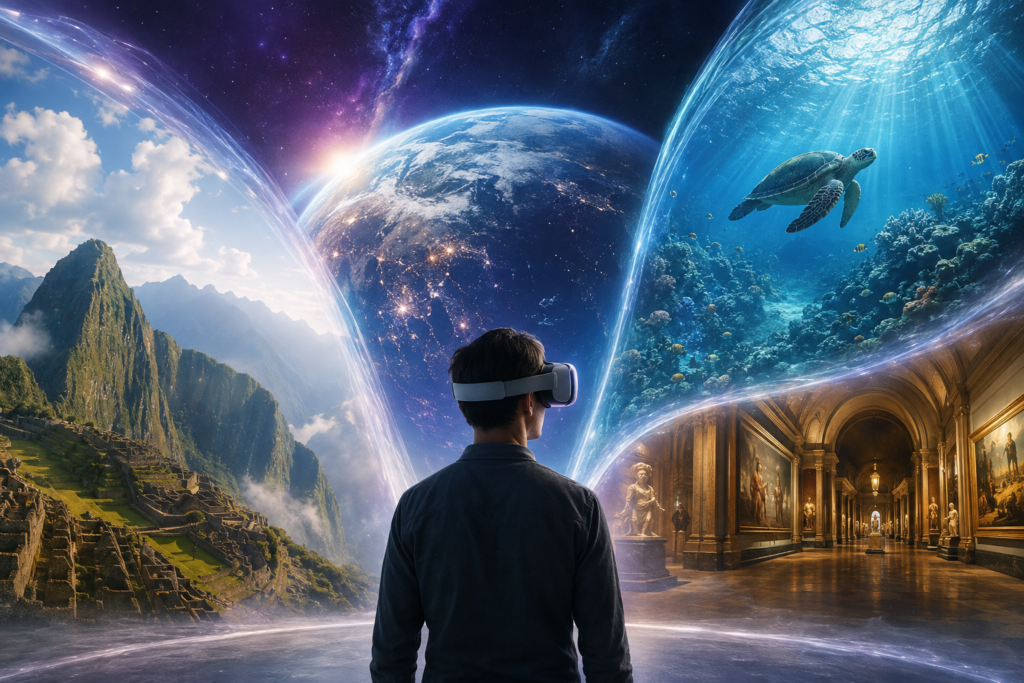Virtual reality travel, space, ocean and museum experiences